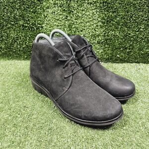 Dansko Joy Black Nubuck Lace Up Low Wedge Casual Ankle Booties Womens 38 US 7